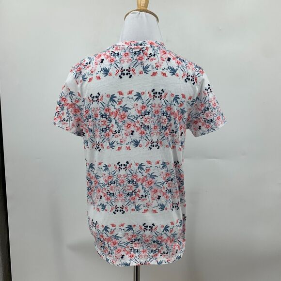 Lucky Brand Shirt Womens S White Botanical Print Cotton Crew Neck Short Sleeve - Picture 5 of 14